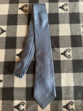 Hermes Navy Tie with Teal Chain Motif